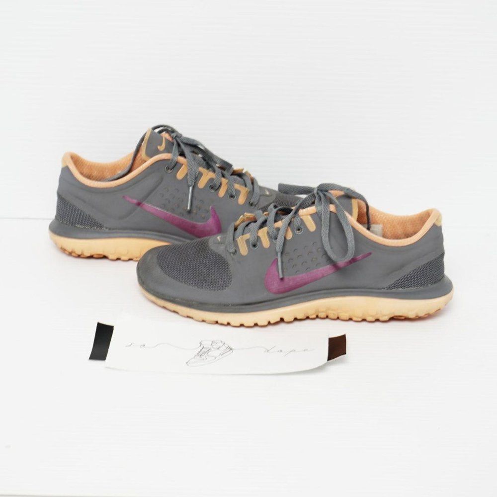 Nike Women’s Athletic Sneakers Gray with Pink Swoosh and Tan Accents
